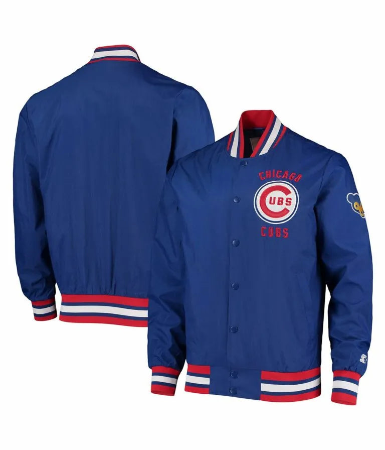 Chicago Cubs The Jet III Royal Blue Satin Full-Snap Men's Bomber Jacket