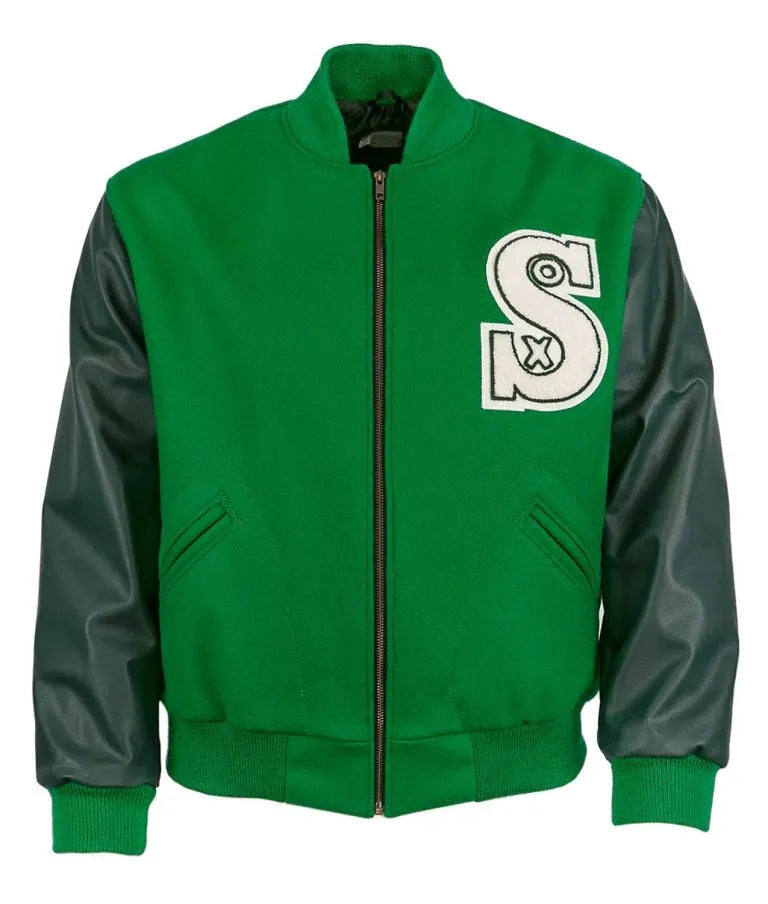 1932 Chicago White Sox Green Wool & Leather Sleeves Varsity Men's Jacket