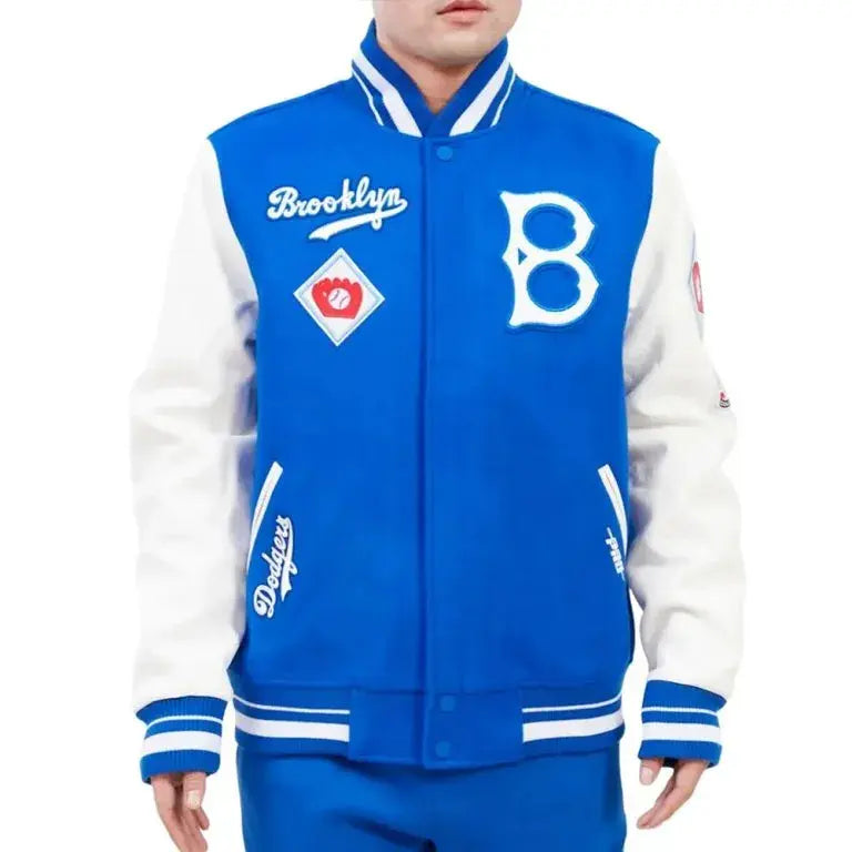Brooklyn Dodgers Retro Classic Royal Blue Wool & White Leather Sleeves Varsity Men's Jacket