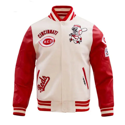 Cincinnati Reds Retro Classic Red/White Varsity Wool/Leather Men's Jacket