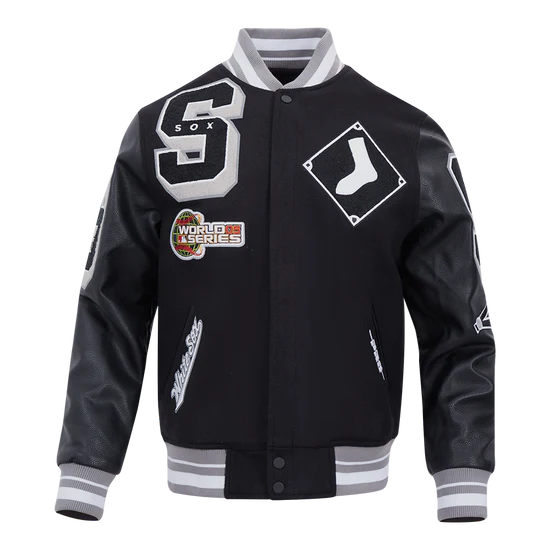 Chicago White Sox Mashup Black Wool & Leather Varsity Men's Jacket
