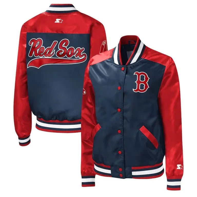 Boston Red Sox The Legend Full-Snap Red & Blue Satin Men's Bomber Jacket