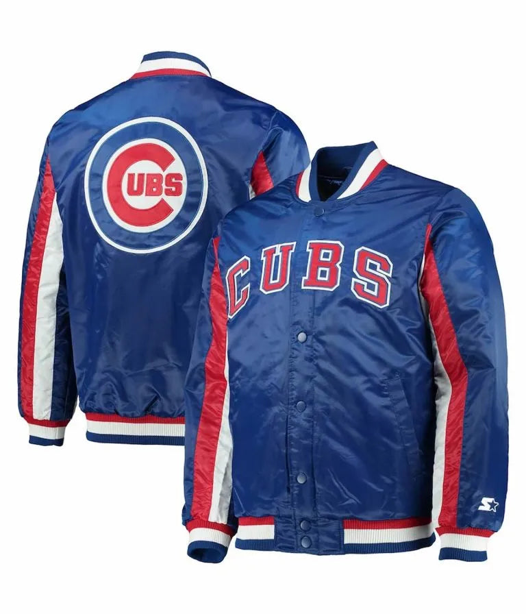 Chicago Cubs The Ace Varsity Full-Snap Royal Blue Satin Men's Jacket