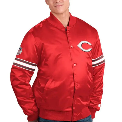 Cincinnati Reds Pick & Roll Red Satin Full-Snap Men's Jacket