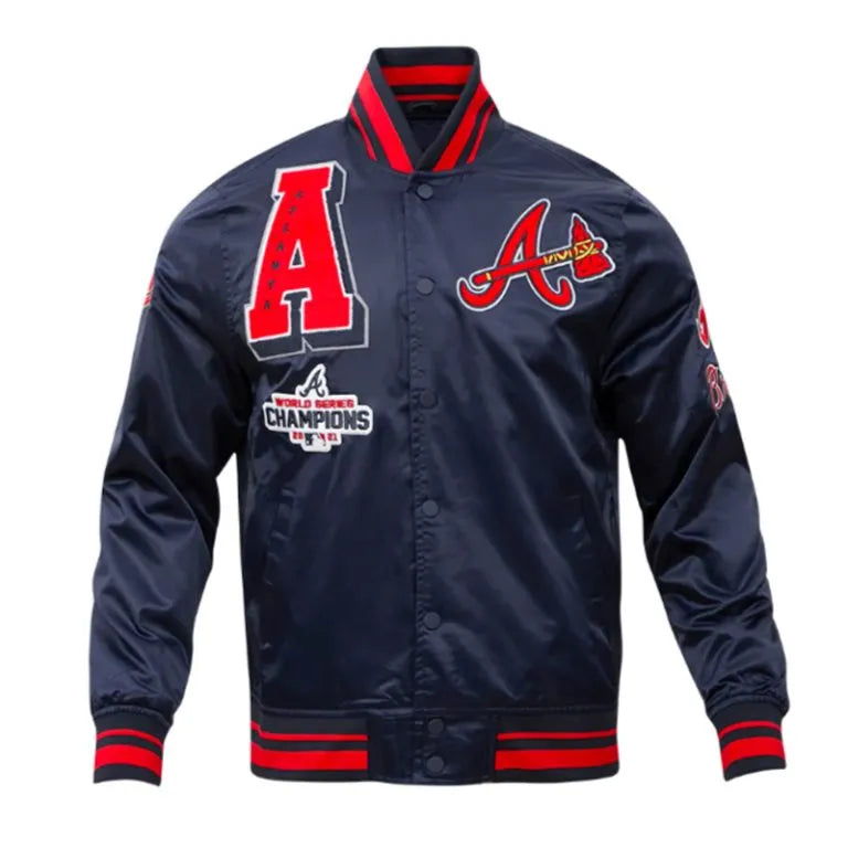 Atlanta Braves Mashup Full-Snap Classic Rib Navy Blue Satin Men's Jacket