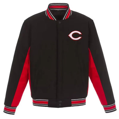 Cincinnati Reds Black and Red Wool Varsity Men's Jacket