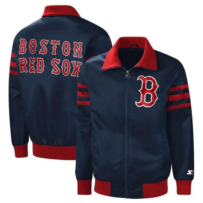 Boston Red Sox The Captain II Bomber Navy Blue Satin Full-Zip Men's Jacket