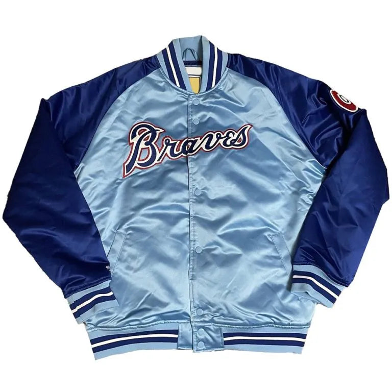 Atlanta Braves Reload Blue Full-Snap Satin Men's Bomber Jacket