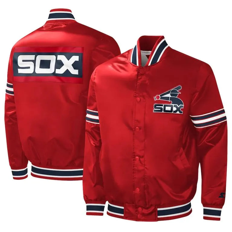 Chicago White Sox Slider Varsity Full-Snap Red Satin Men's Jacket