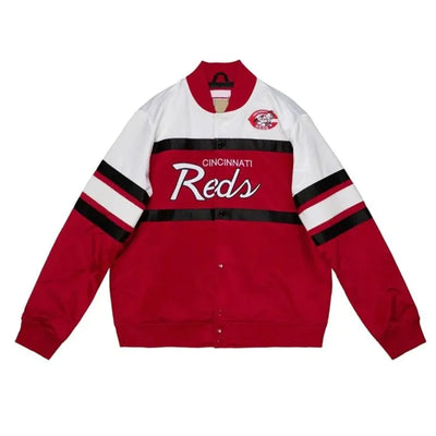 Cincinnati Reds Special Script Full-Snap Heavyweight Red Satin Varsity Men's Jacket