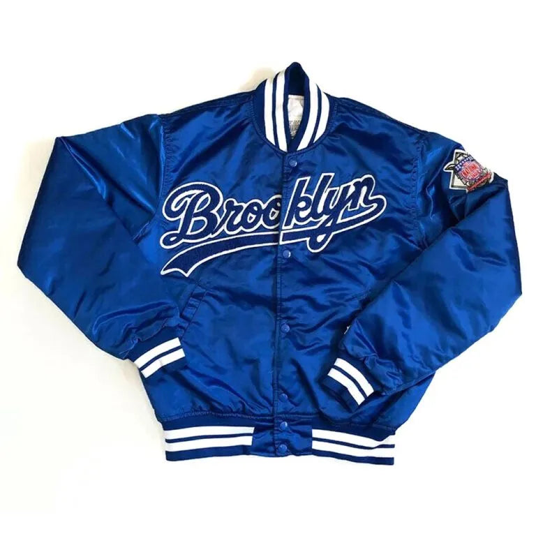 1990s Brooklyn Dodgers Baseball Full-Snap Royal Blue Satin Men's Jacket