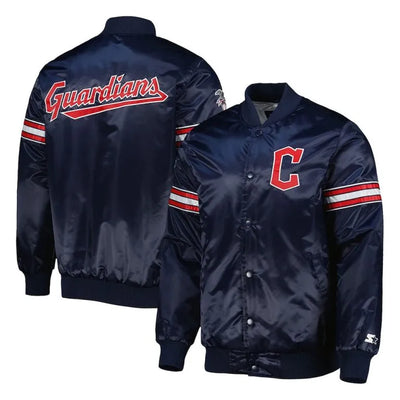 Cleveland Guardians Pick & Roll Full-Snap Navy Blue Satin Men's Jacket