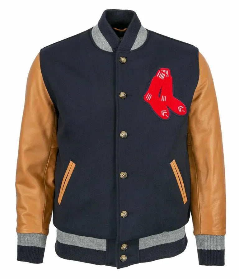 1938 Boston Red Sox Navy Blue Wool and Brown Leather Sleeves Varsity Men's Jacket