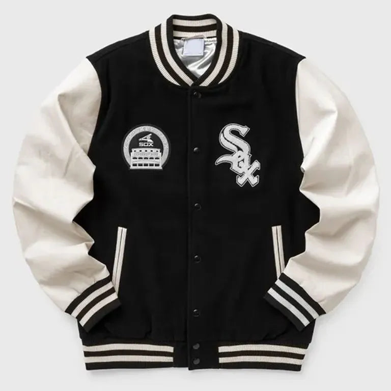 Chicago White Sox New Era Varsity Black Wool & White Leather Sleeves Men's Jacket