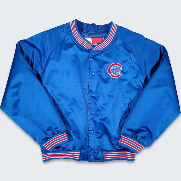 Chicago Cubs Youth Royal Blue Full-Snap Men's Bomber Jacket