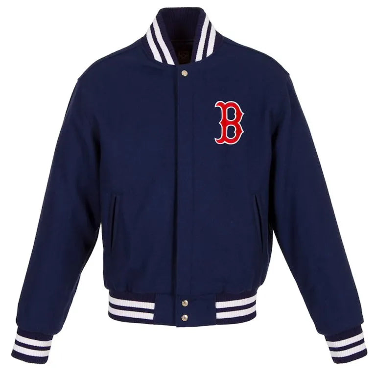 Boston Red Sox Embroidered Logo Varsity Navy Blue Wool Men's Jacket