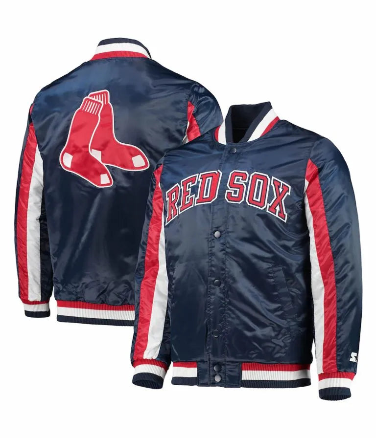 The Ace Boston Red Sox Blue Satin Full-Snap Men's Bomber Jacket