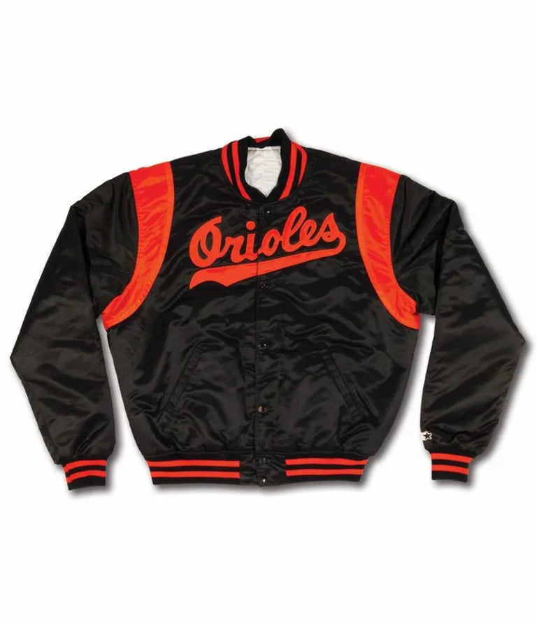 1970 Baltimore Orioles Full-Snap Black Satin Bomber Men's Varsity Jacket
