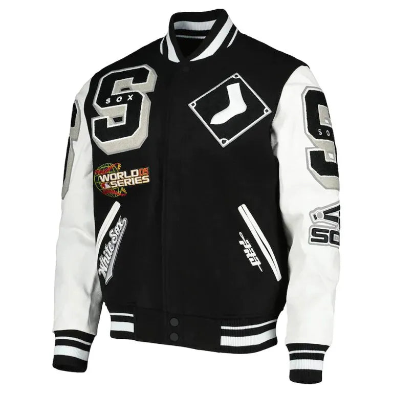 Chicago White Sox Mashup Black and White Wool/Leather Varsity Men's Jacket