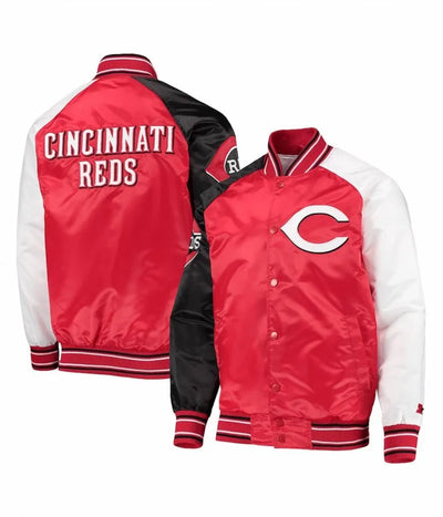 Cincinnati Reds Reliever Full-Snap Red and Black Satin Men's Jacket