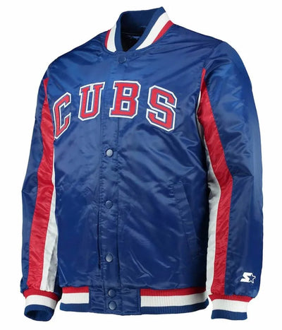 Chicago Cubs The Ace Varsity Full-Snap Royal Blue Satin Men's Jacket