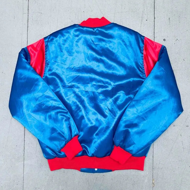 1992 Chicago Cubs Royal Blue Satin Full-Snap Bomber Men's Jacket