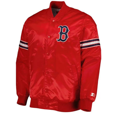 Boston Red Sox Pick & Roll Full-Snap Red Satin Men's Bomber Jacket