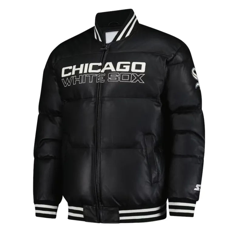 Chicago White Sox Puffer Full-Snap Black Satin Men's Jacket