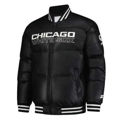 Chicago White Sox Puffer Full-Snap Black Satin Men's Jacket