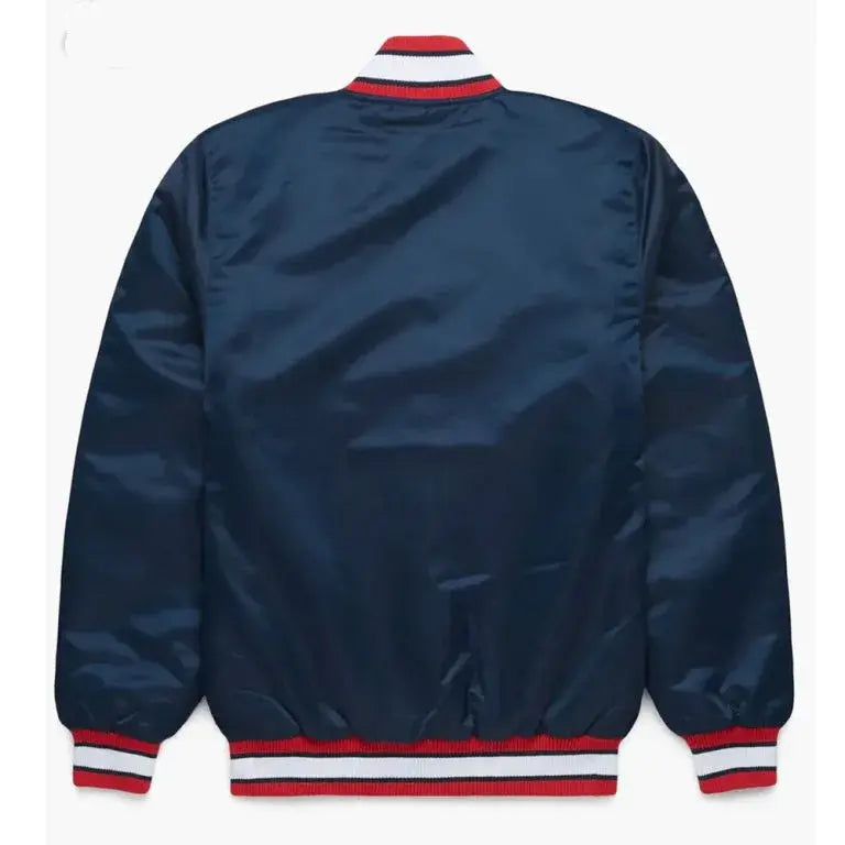 Atlanta Braves Blue Full-Snap Satin Bomber Men's Jacket