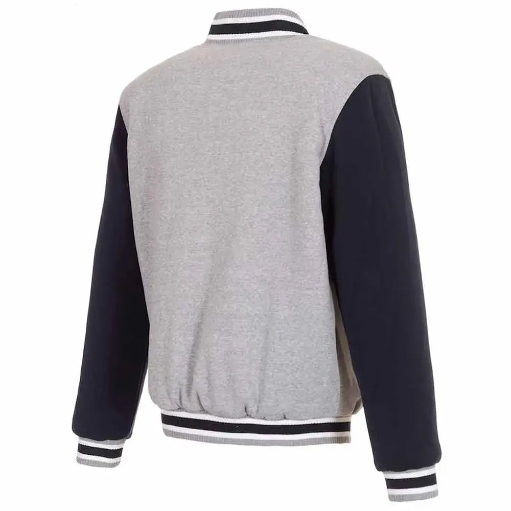 Atlanta Braves Gray and Navy Blue Wool Varsity Men's Bomber Jacket