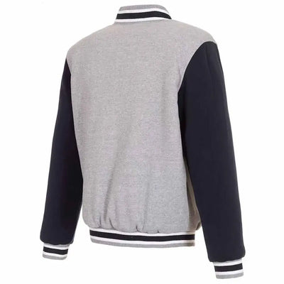 Atlanta Braves Gray and Navy Blue Wool Varsity Men's Bomber Jacket