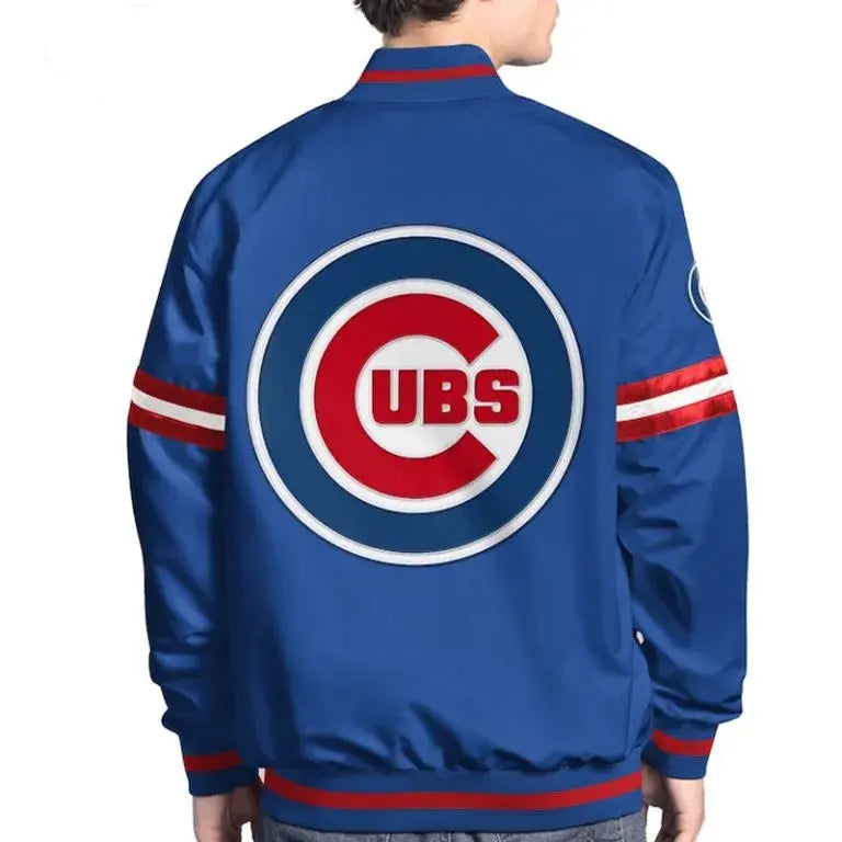 Chicago Cubs Scout Varsity Royal Blue Satin Full-Snap Men's Bomber Jacket