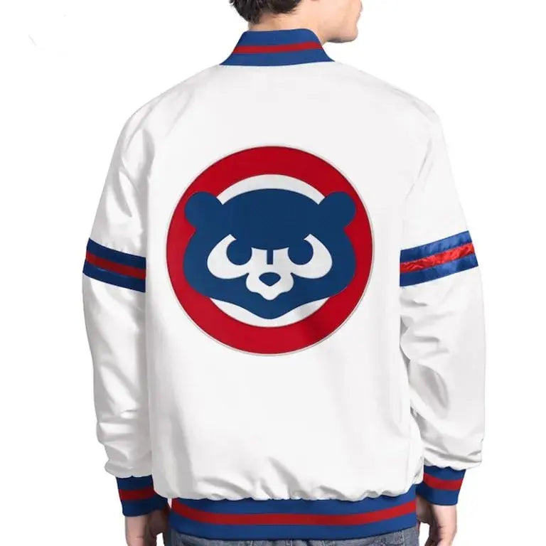 Chicago Cubs Scout Varsity White Satin Full-Snap Men's Bomber Jacket