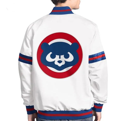 Chicago Cubs Scout Varsity White Satin Full-Snap Men's Bomber Jacket