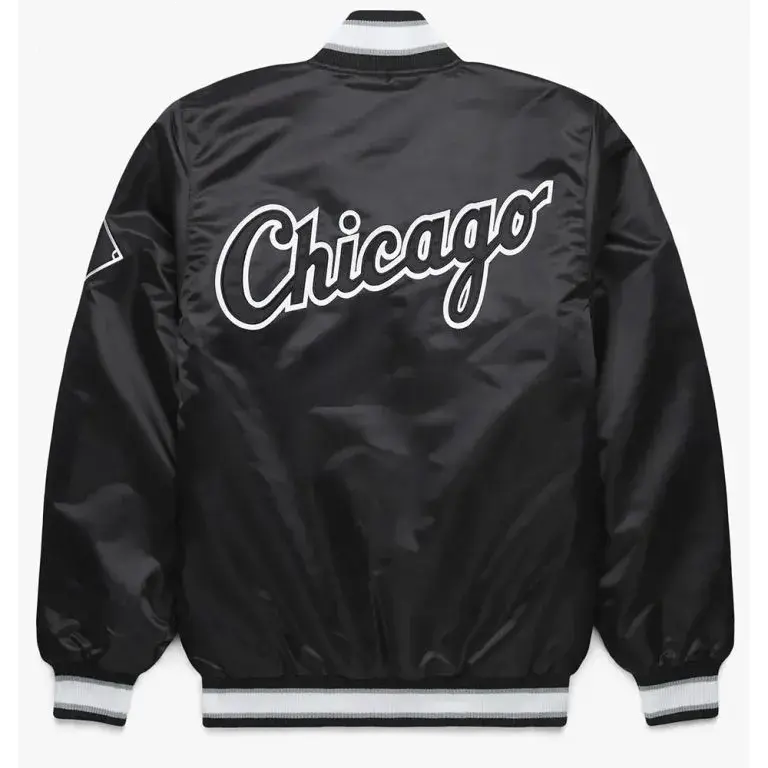 Chicago White Sox Wordmark Black Satin Full-Snap Bomber Men's Jacket