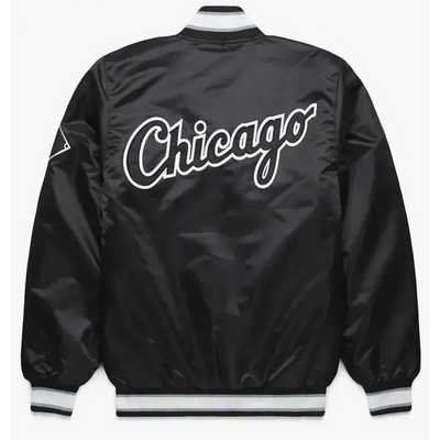 Chicago White Sox Wordmark Black Satin Full-Snap Bomber Men's Jacket