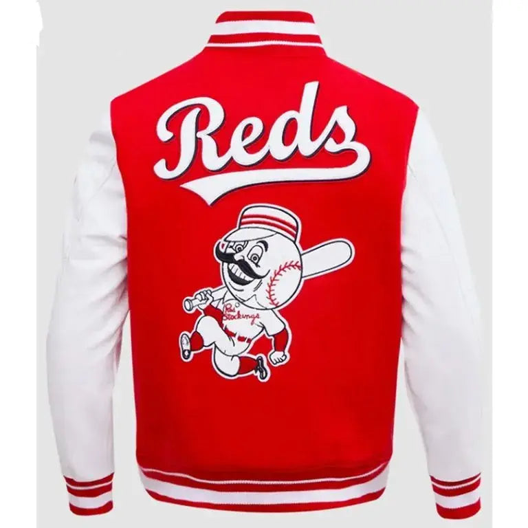 Cincinnati Reds Retro Classic Red & White Varsity Wool & Leather Men's Jacket