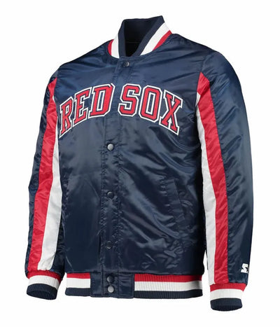The Ace Boston Red Sox Blue Satin Full-Snap Men's Bomber Jacket