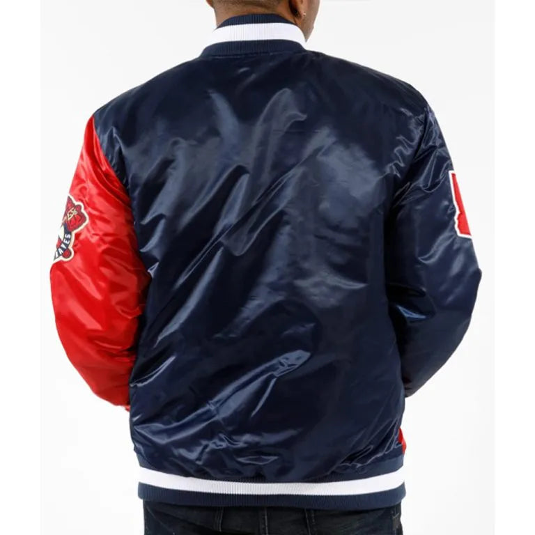 Atlanta Braves Black Label Navy and Red Full-Snap Satin Men's Bomber Jacket