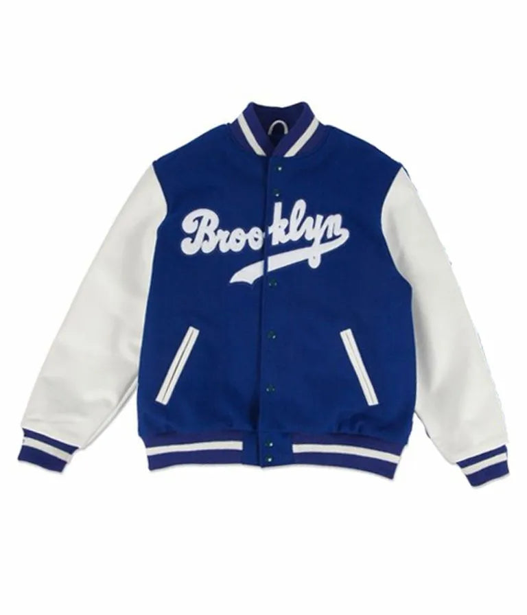 Brooklyn Dodgers White Letter Sleeves and Blue Wool Varsity Men's Jacket