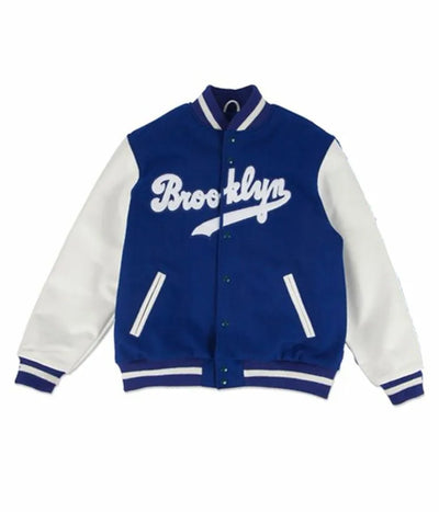 Brooklyn Dodgers White Letter Sleeves and Blue Wool Varsity Men's Jacket