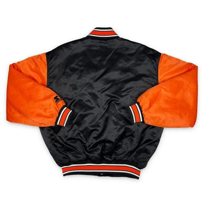 Baltimore Orioles 90s Bomber Black & Orange Full-Snap Satin Men's Jacket