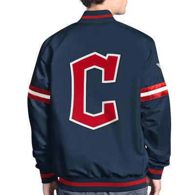 Cleveland Guardians Scout Full-Snap Varsity Navy Blue Satin Men's Jacket