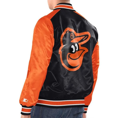 Baltimore Orioles Black & Orange Satin Varsity Full-Snap Men's Jacket