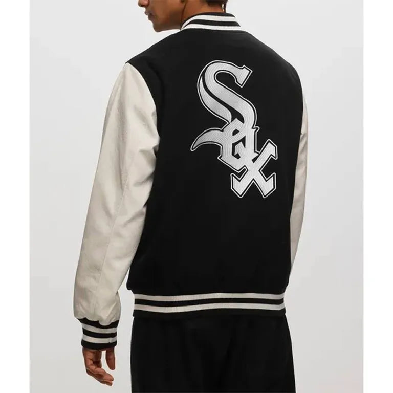 Chicago White Sox New Era Varsity Black Wool & White Leather Sleeves Men's Jacket
