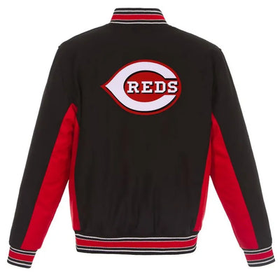 Cincinnati Reds Black and Red Wool Varsity Men's Jacket