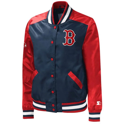 Boston Red Sox The Legend Full-Snap Red & Blue Satin Men's Bomber Jacket
