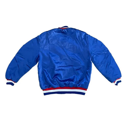 Chicago Cubs 80’s Varsity Blue Satin Full-Snap Men's Bomber Jacket