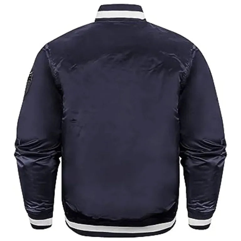 Brooklyn Dodgers Navy Blue Satin Full-Snap Men's Bomber Jacket